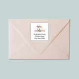 Colorful Snowflakes - We've Moved Square Address Label - The Note House