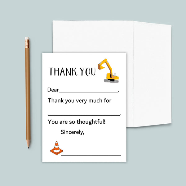 Construction - Personalized Fill - in - the - Blank Thank You Cards - The Note House