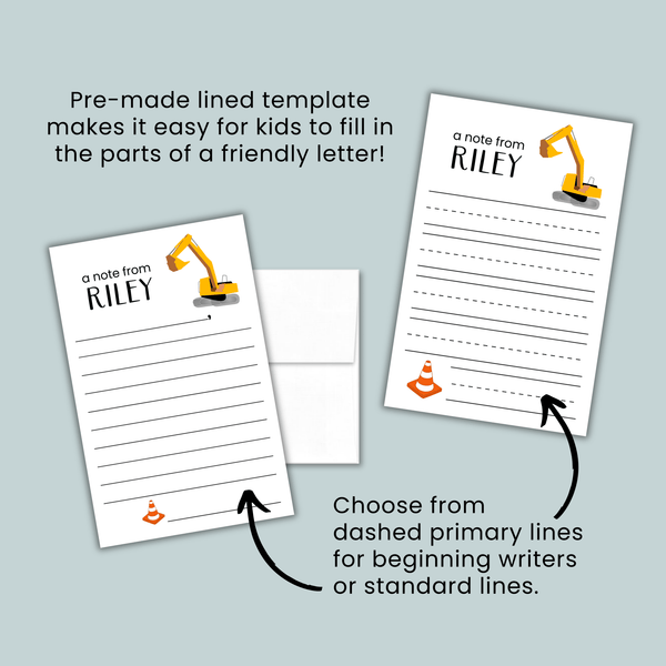 Construction - Personalized Lined Letter Template - The Note House