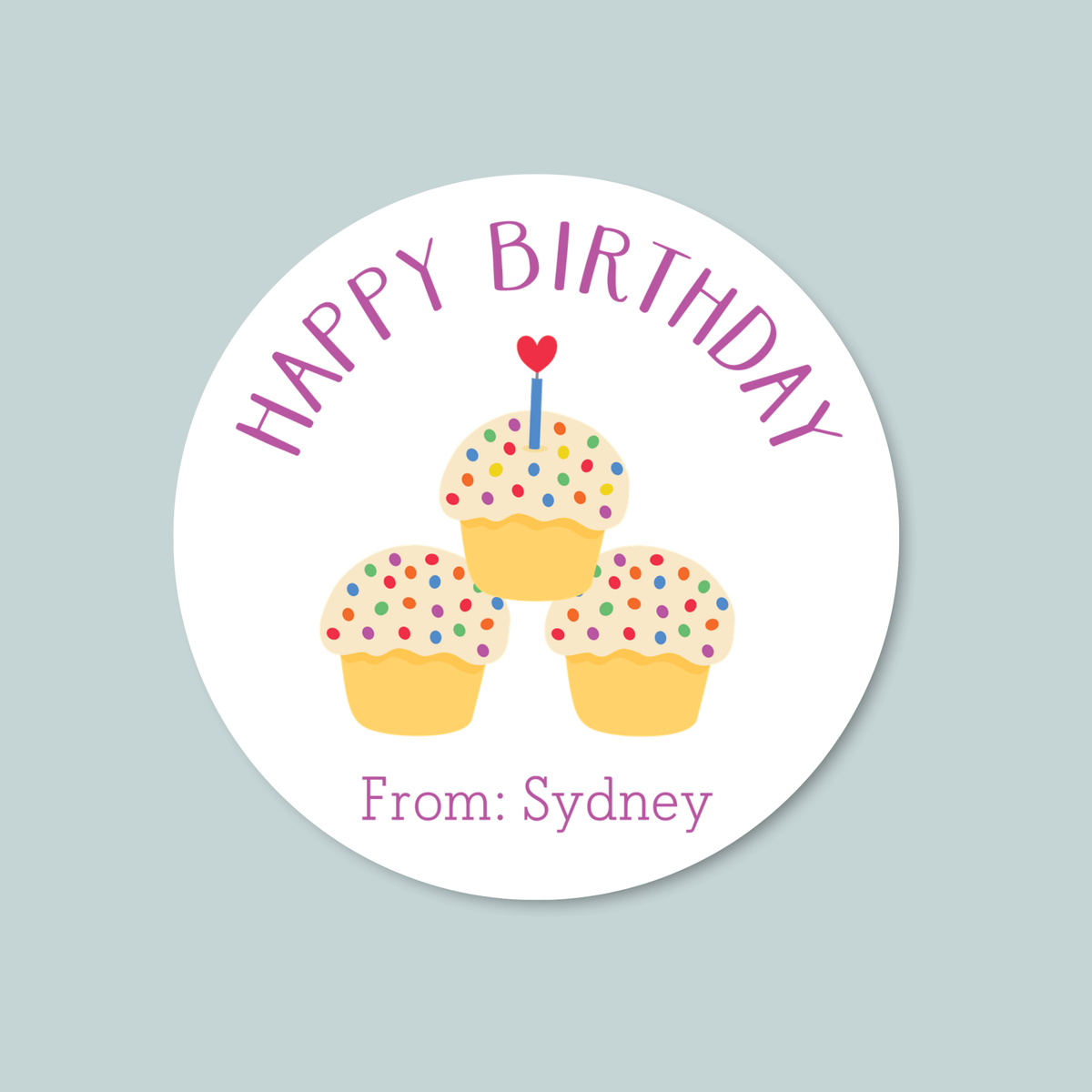 Cupcakes - Personalized Round Gift Sticker - The Note House