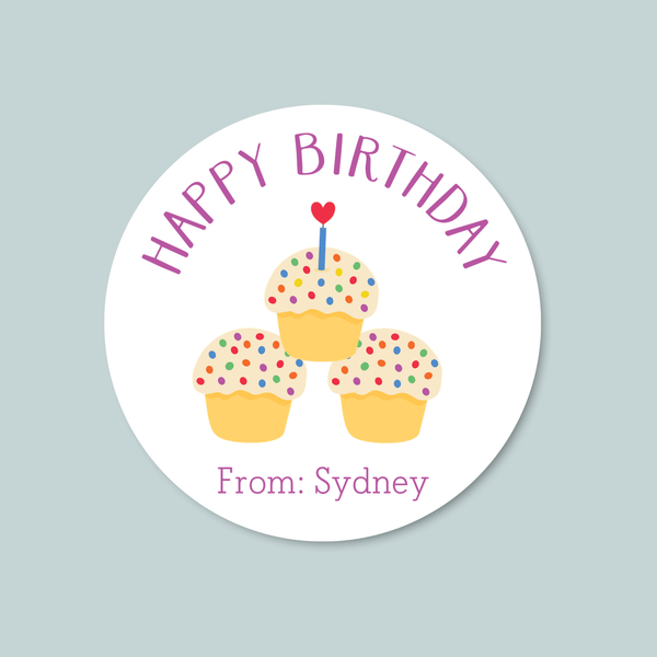Cupcakes - Personalized Round Gift Sticker - The Note House