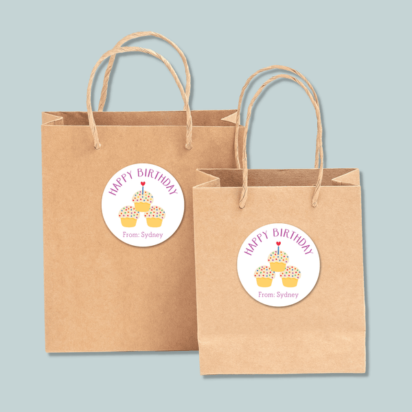 Cupcakes - Personalized Round Gift Sticker - The Note House