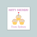 Cupcakes - Personalized Square Gift Sticker - The Note House