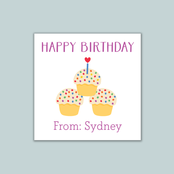 Cupcakes - Personalized Square Gift Sticker - The Note House