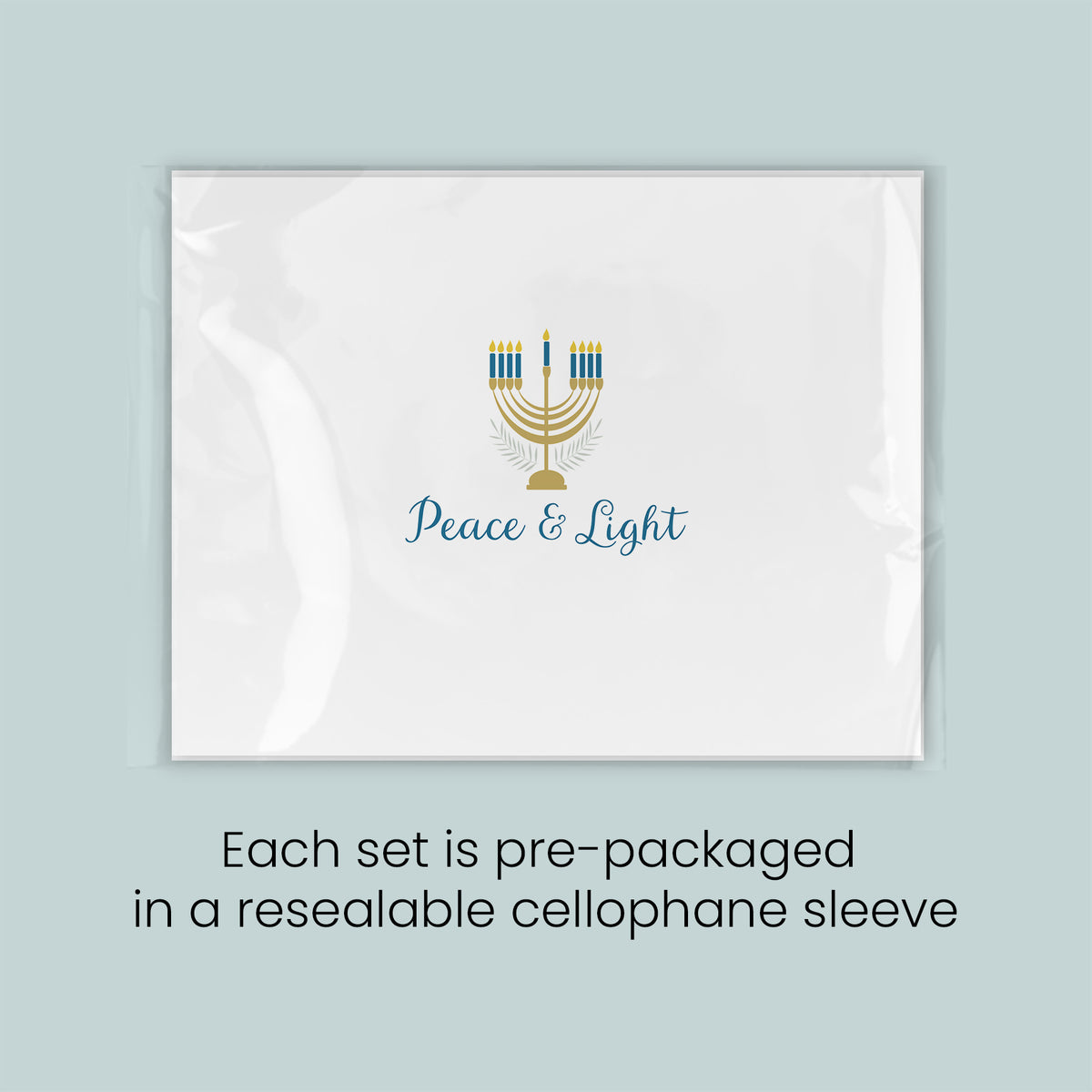 The image is a set of pre-packaged greeting cards, each set in a re sealable cellophane sleeve.
