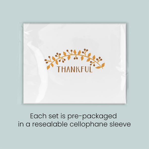 The image is a set of pre-packaged greeting cards, each set in a re sealable cellophane sleeve.