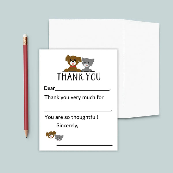 Cat and Dog - Fill-in Thank You Notes - The Note House