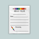 The image is a blank letterhead with a colorful pencil graphic and the text 