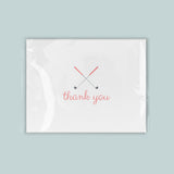 A white card with a graphic design and text on it.