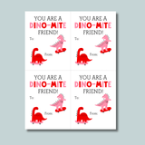 Dinosaurs - Classroom Valentine's Day Cards - Printable Instant Download - The Note House