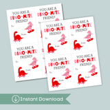 Dinosaurs - Classroom Valentine's Day Cards - Printable Instant Download - The Note House