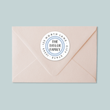 Dotted Border Blue - Round Address Label - The Note House