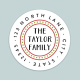Dotted Border Red and Green - Round Address Label - The Note House
