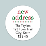 Dotted Holiday New Address - We've Moved Round Address Label - The Note House