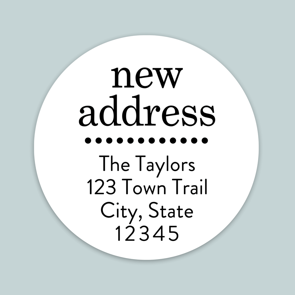 Dotted New Address - We've Moved Round Address Label - The Note House