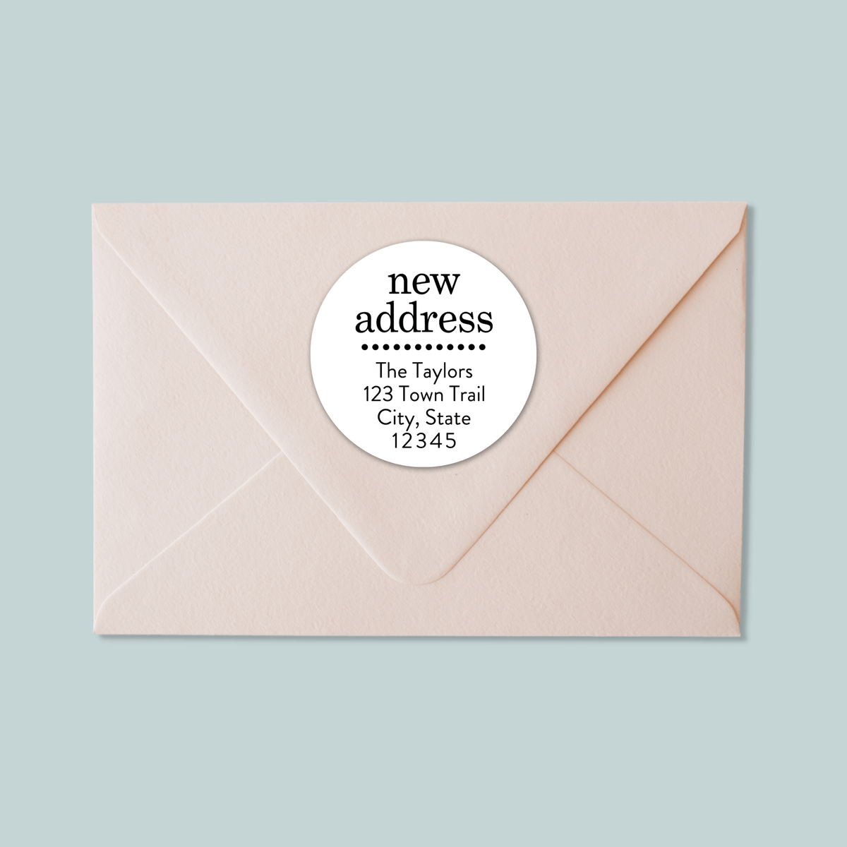 Dotted New Address - We've Moved Round Address Label - The Note House