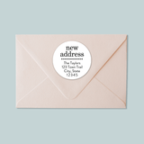 Dotted New Address - We've Moved Round Address Label - The Note House