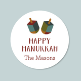 Dreidels - Personalized Round Gift Sticker - The Note House
