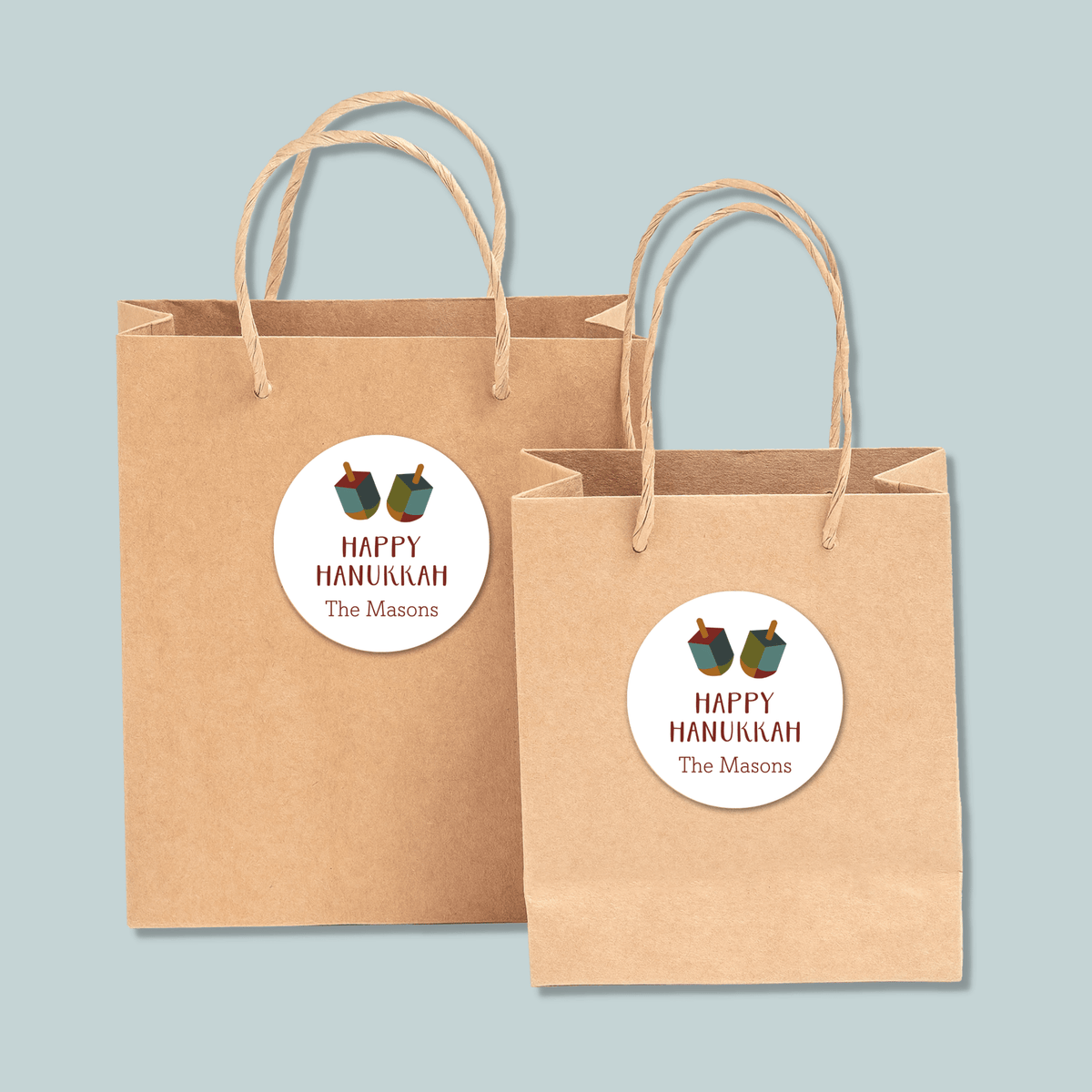 Dreidels - Personalized Round Gift Sticker - The Note House