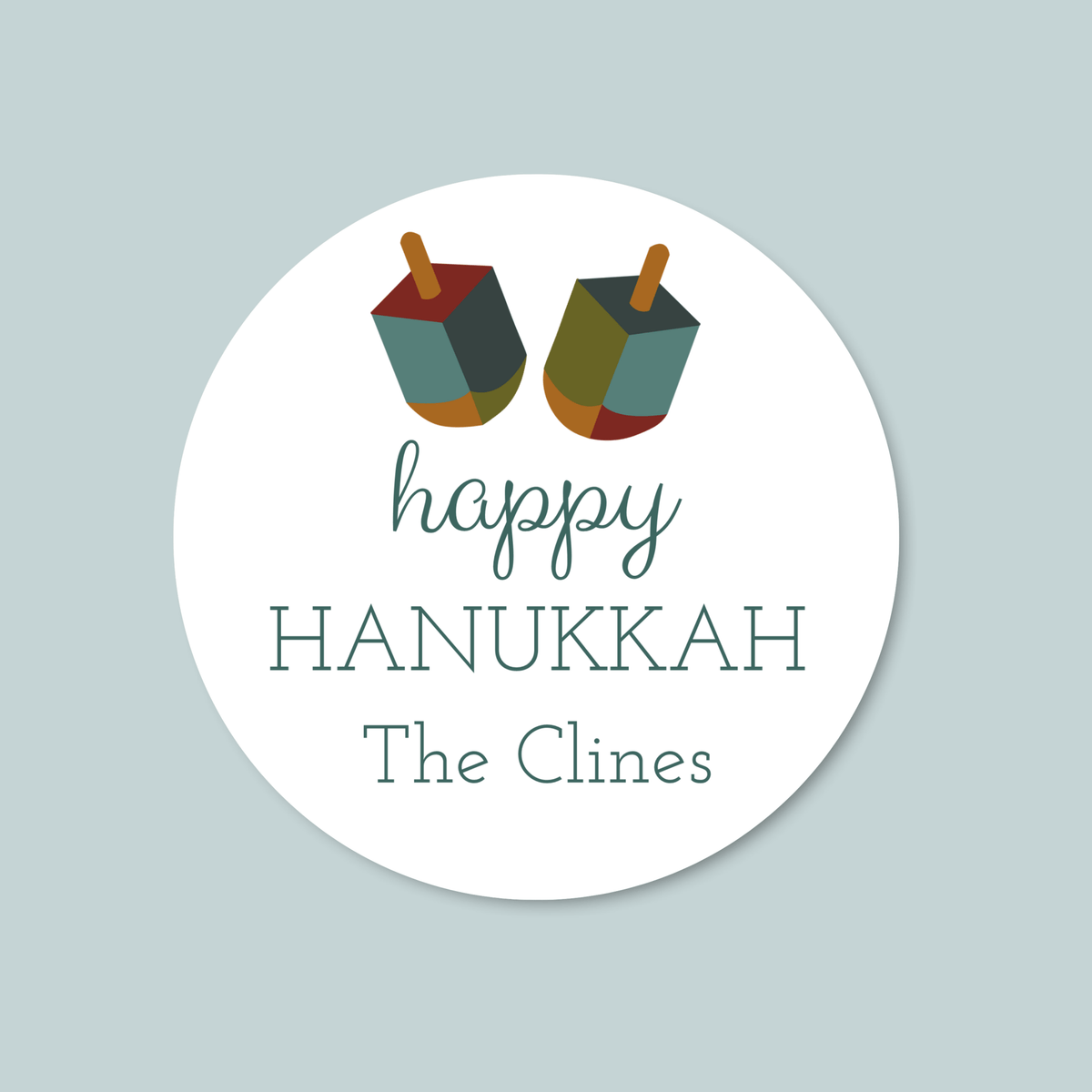 Dreidels - Personalized Round Gift Sticker - The Note House