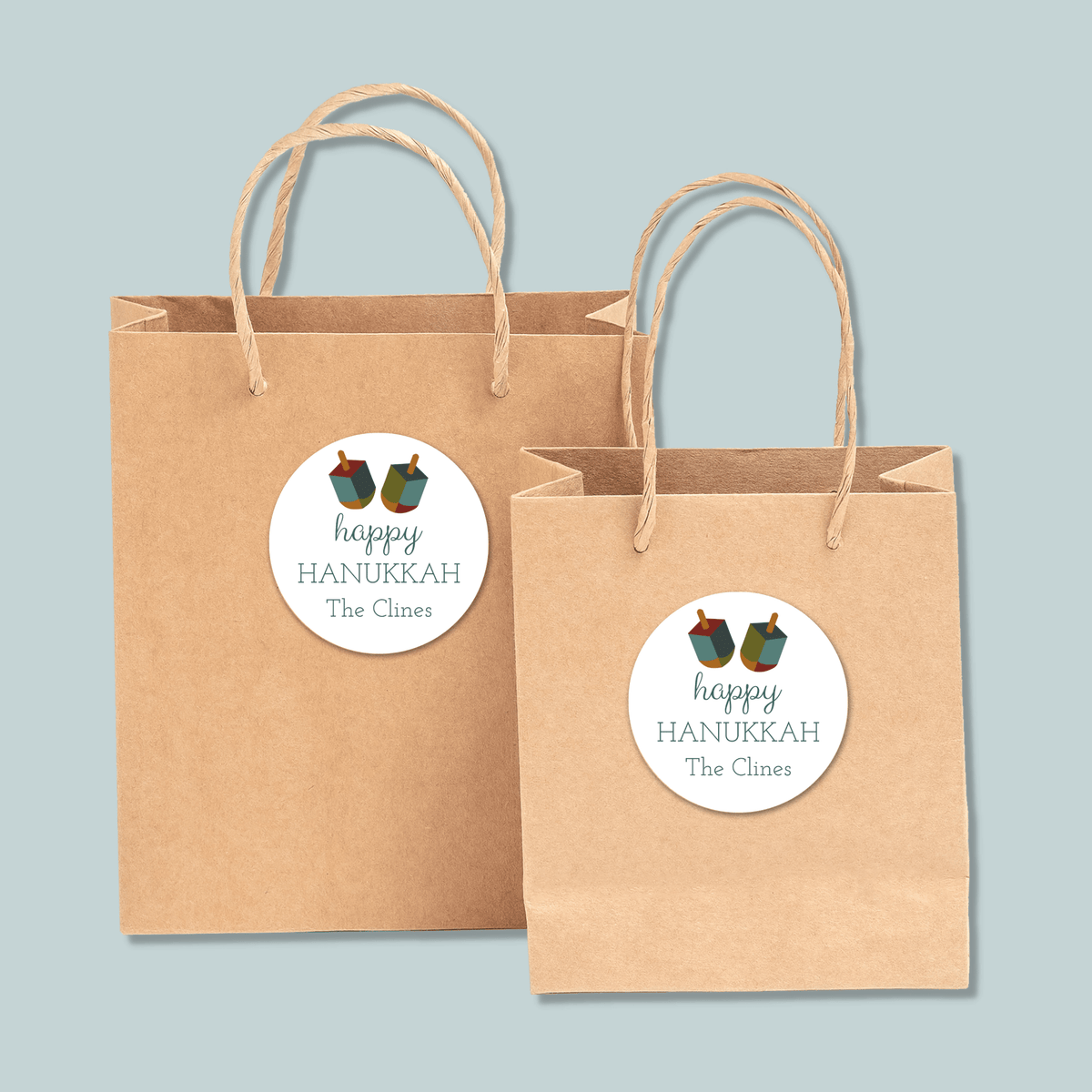 Dreidels - Personalized Round Gift Sticker - The Note House