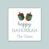 Dreidels - Personalized Square Gift Sticker - The Note House