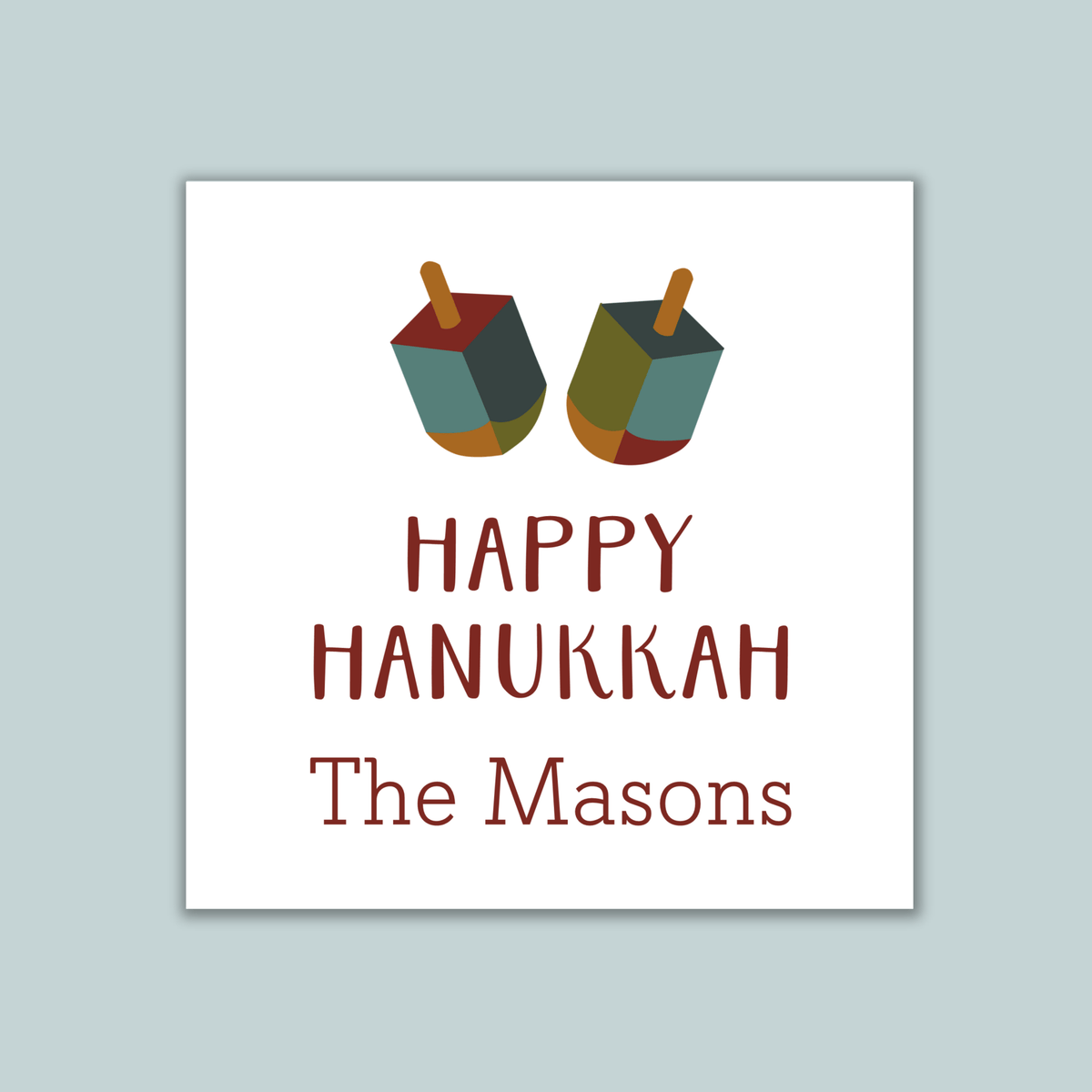 Dreidels - Personalized Square Gift Sticker - The Note House