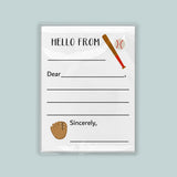 The image is a white envelope with a baseball-themed design, including a baseball bat, ball, and glove. The envelope has a blank space for a message and a blank space for a signature.