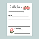 The image is a blank letterhead with a floral design and a stack of books on top. The letterhead has a blank space for the recipient's name and a blank space for the message. The floral design and the stack of books suggest a personal or decorative touch to the letterhead.