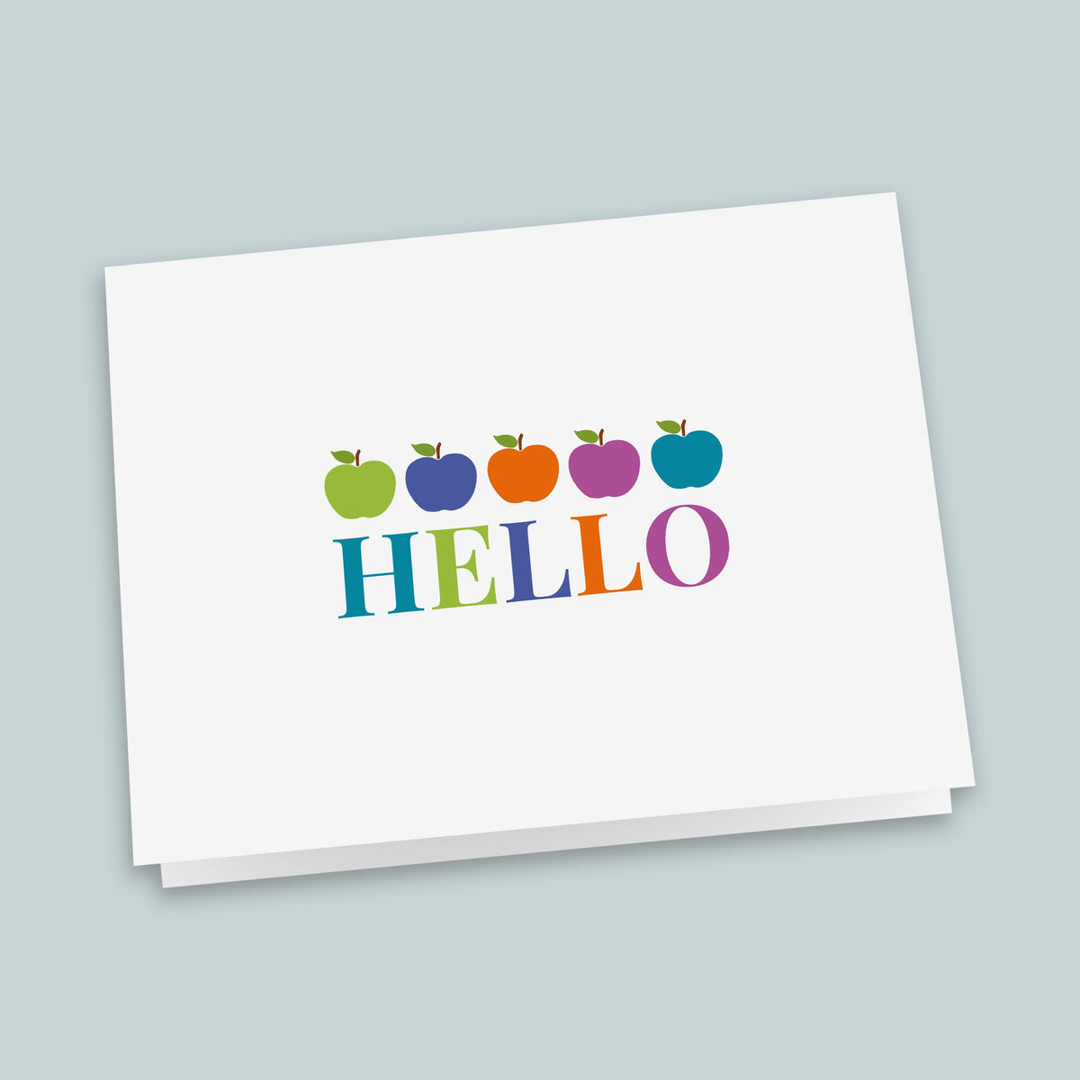 Teacher Hello Folded Note Cards, Colorful Apples - Pack of 6