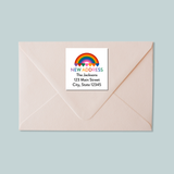 A white envelope with a label that reads 