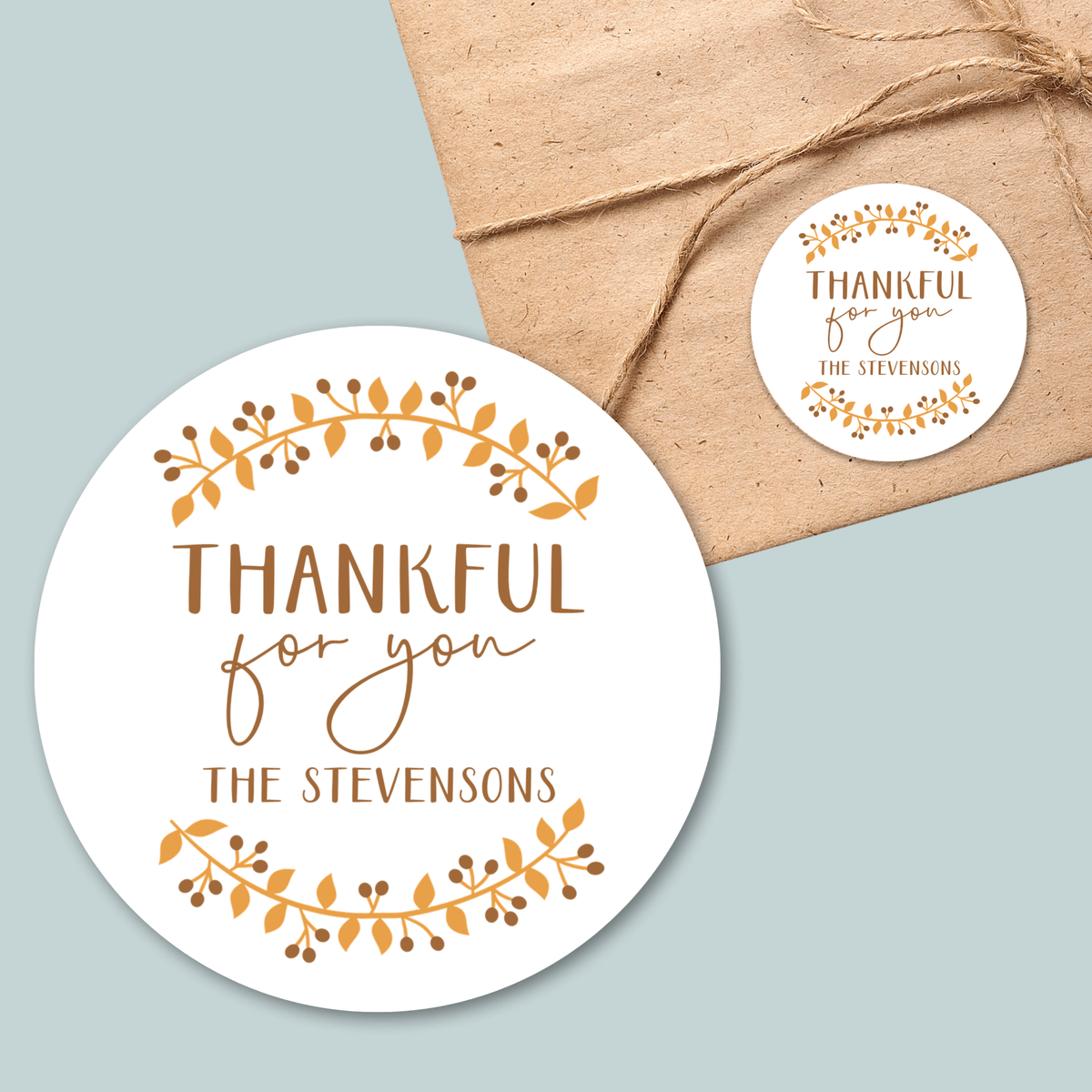 Fall Wreath - Personalized Round Gift Sticker - The Note House