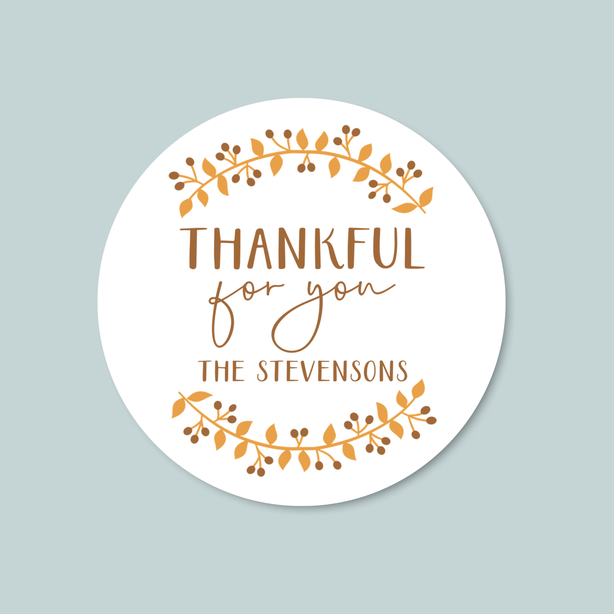 Fall Wreath - Personalized Round Gift Sticker - The Note House