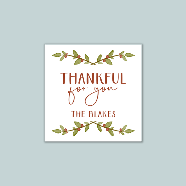 Fall Wreath - Personalized Square Gift Sticker - The Note House