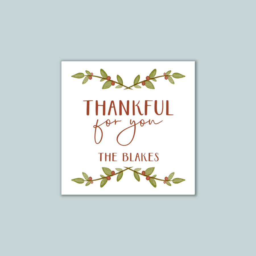 Fall Wreath - Personalized Square Gift Sticker - The Note House