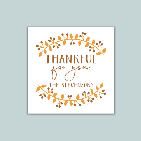 Fall Wreath - Personalized Square Gift Sticker - The Note House