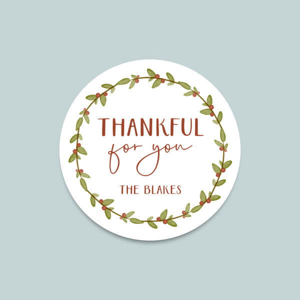Fall Wreath - Personalized Round Gift Sticker