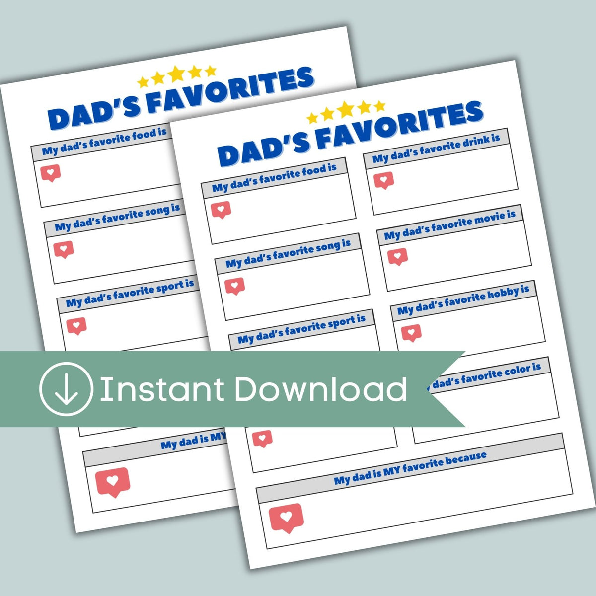 Father's Day Favorites - Printable Instant Download - The Note House