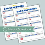 Father's Day Favorites - Printable Instant Download - The Note House