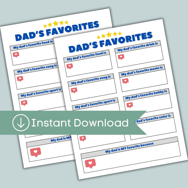 Father's Day Favorites - Printable Instant Download - The Note House