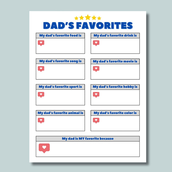 Father's Day Favorites - Printable Instant Download - The Note House