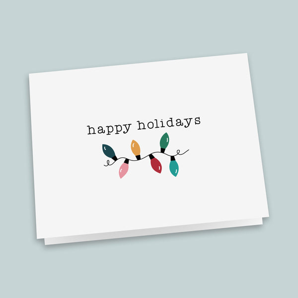 Colorful Holiday String Lights Folded Note Cards - Pack of 6