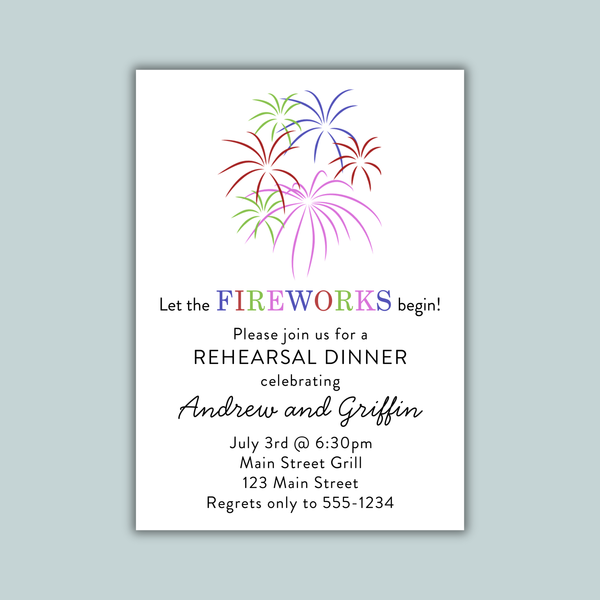 Fireworks Celebration Invitation | Semi-Custom | Colorful Festive Design