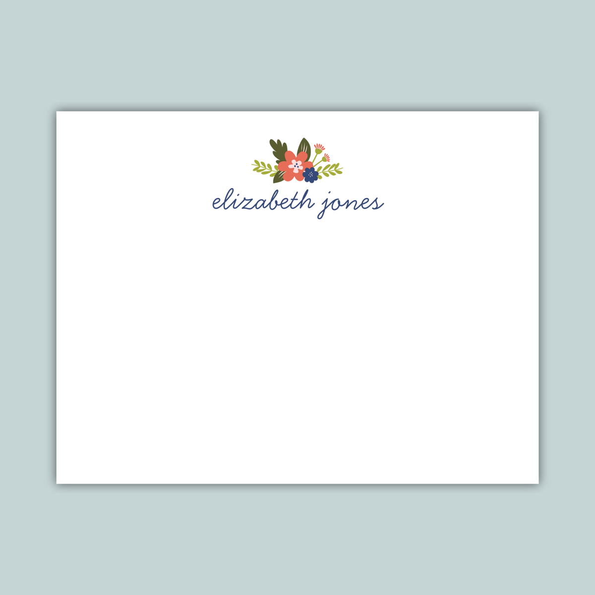 Floral Bouquet - Personalized Flat Note Card - The Note House