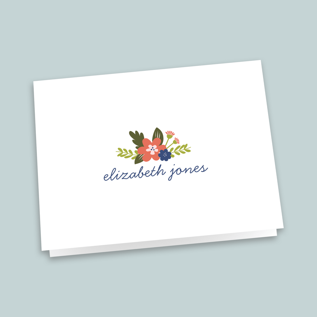 Floral Bouquet - Personalized Folded Note Card - The Note House