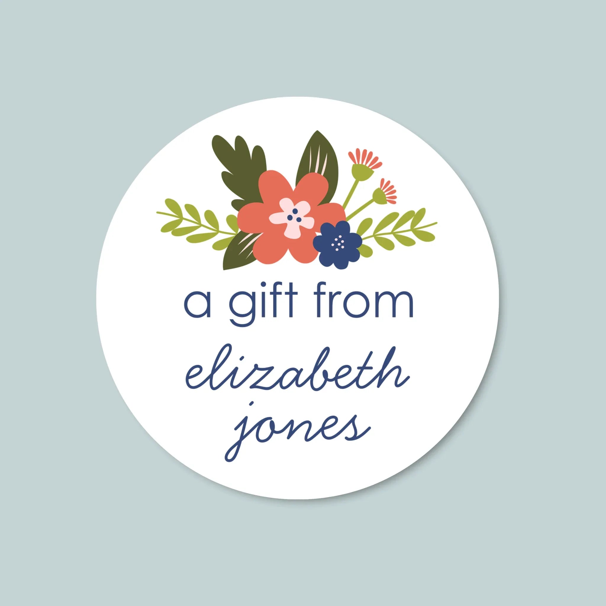 Floral Bouquet - Personalized Round Gift Sticker – The Note House