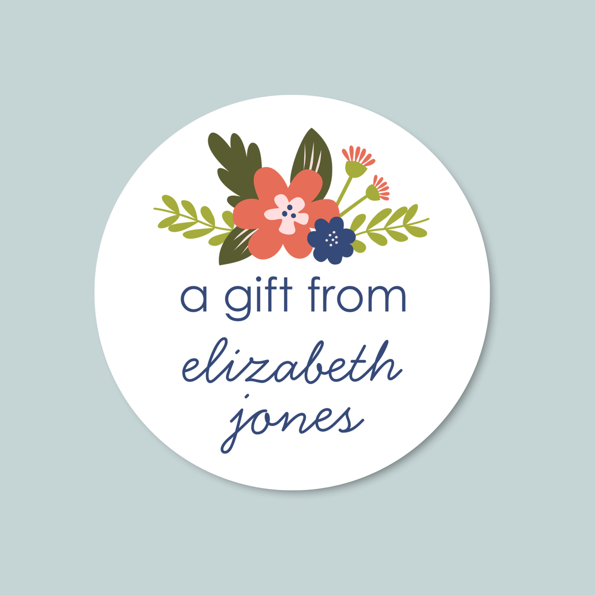 Floral Bouquet - Personalized Round Gift Sticker - The Note House