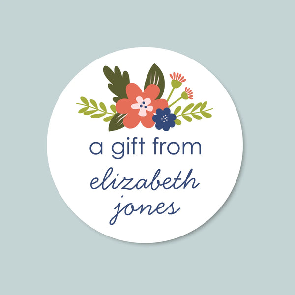 Round Gift Sticker Floral Bouquet - Personalized Round Gift Sticker – The Note House