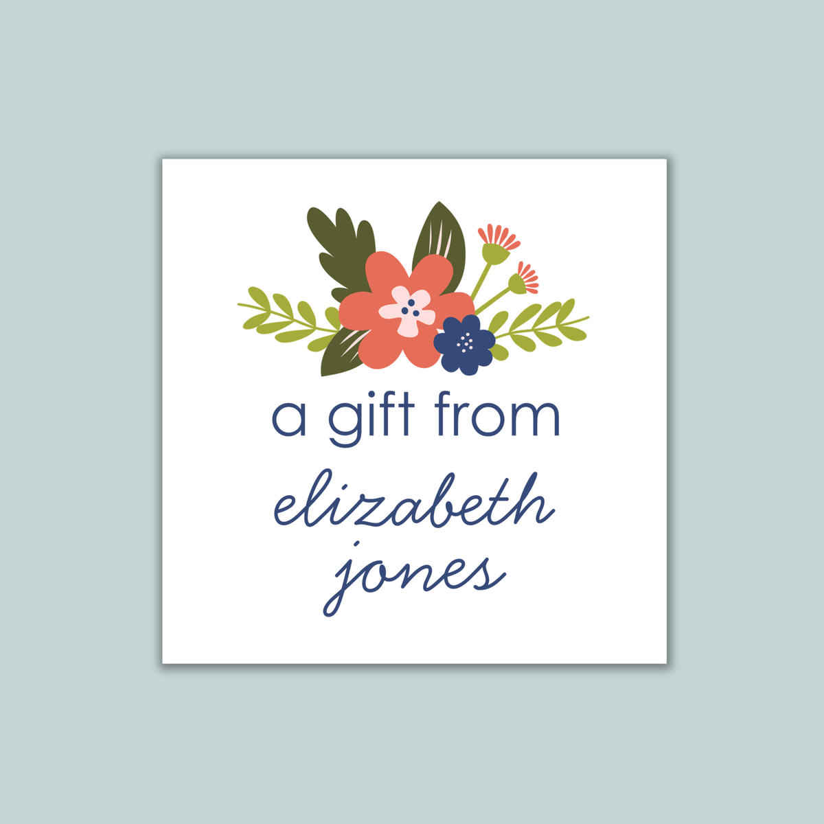 Floral Bouquet - Personalized Square Gift Sticker - The Note House