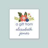 Floral Bouquet - Personalized Square Gift Sticker - The Note House
